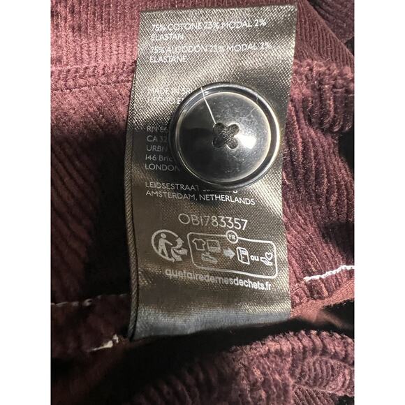 New Anthropologie Maeve Colette Size 31 Cropped Corduroy Wide Leg Pants Purple - Picture 9 of 10